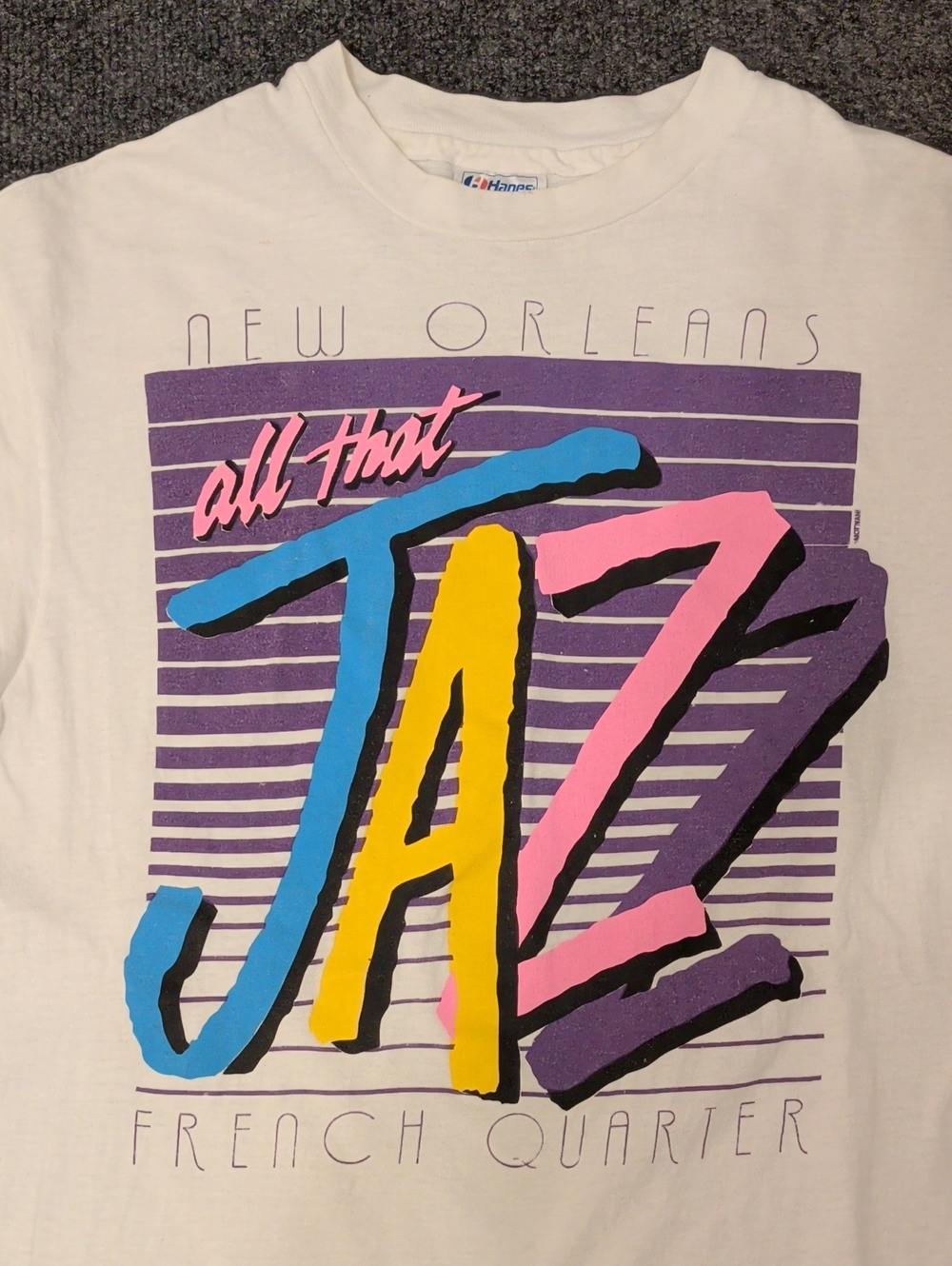 Vintage Tee All That JAZZ New Orleans French Quarter Graphic 100% Cotton Unisex